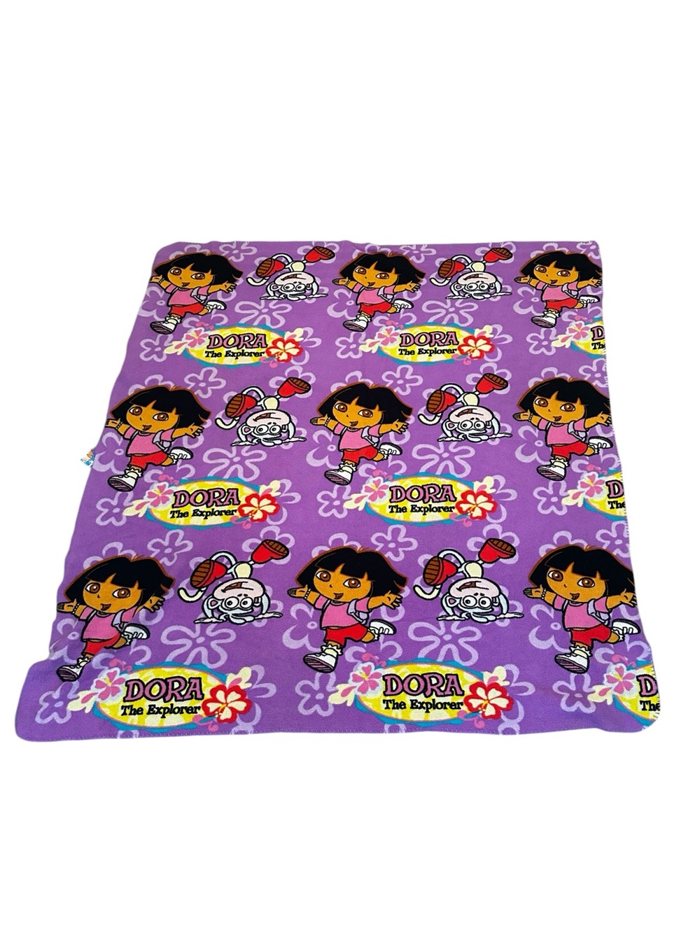 Vintage Nick Jr. Dora the Explorer Purple Fleece Throw Blanket Y2K Nostalgia